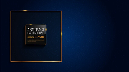 Elegant Gold Rectangular Frame on Dark Blue Background, Luxury Abstract Design for Web, Print, and Marketing, Modern Geometric with Shadow Gradients 