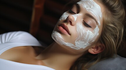 Poster - Woman's face with clay cosmetic mask