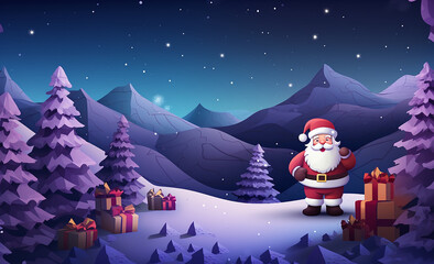 Wall Mural - Santa Claus and Christmas gifts 