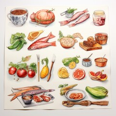 Sticker - watercolor food 