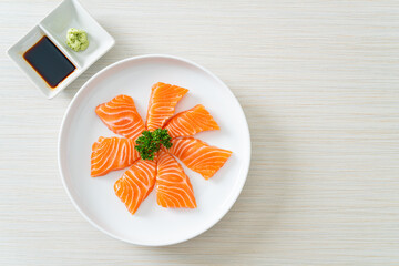 Wall Mural - Fresh Salmon Raw Sashimi on plate