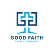Good Faith Logo design modern and minimal concept for church and community cross and letter g
