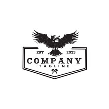 Flying Owl Badge Vintage Logo Design Vector Template Illustration