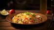 Delicious fried rice with various vegetables 
