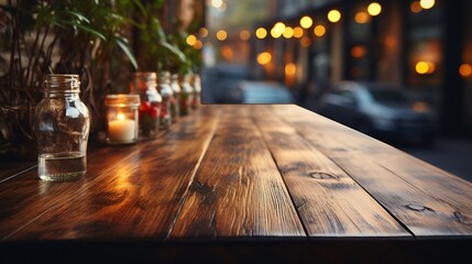 Poster - Generative AI : Empty table to showcase your product, against the background
