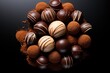 © visoot - Chocolate on black background, Round composition. Generative AI.