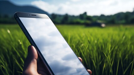 Poster - Generative AI : Close-up shot of an Asian man in using her smartphone