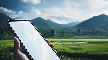 Generative AI : Close-up shot of an Asian man in using her smartphone