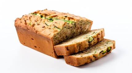 Wall Mural - Generative AI : Zucchini bread on isolated white background
