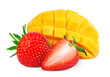 strawberry and ripe mango isolated,png file