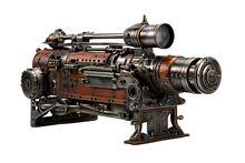 Old Machine Gun Isolated On PNG Background. Generative Ai.