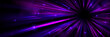 © klyaksun - Fast light motion speed effect. Vector realistic illustration of abstract neon pink, purple rays, circular centric motion on black background, space travel route perspective, explosion energy warp