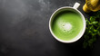 White Cup of matcha latte drink with copy space