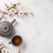 tea composition with spring sakura bloom.