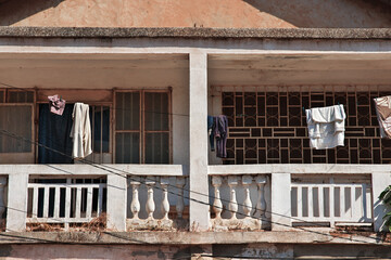 Canvas Print - Vintage balcony of old house in Banjul, Gambia, West Africa