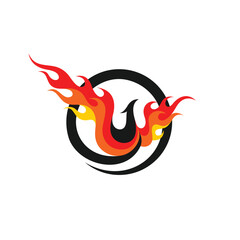 Canvas Print - phoenix fire logo with circle concept