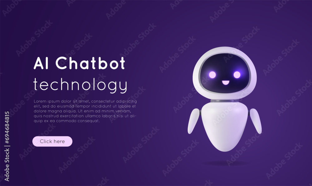 Ai chatbot 3D render. Vector artificial intelligence neural network ...