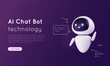 © Marina - 3D artificial intelligence chat bot. Banner concept with neural network robot, AI servers technology. Online communication, support assistance, cartoon digital agent. Vector illustration.