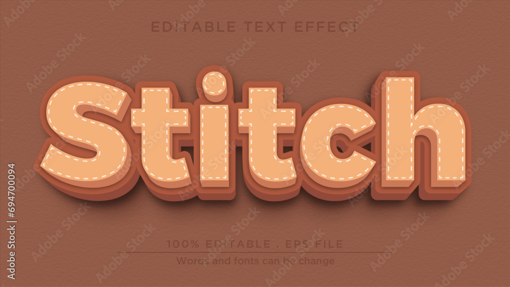 Stitch 3d text effect. Embroidery editable text effect mockup template ...