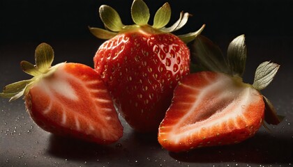 Poster - strawberry and sliced strawberry