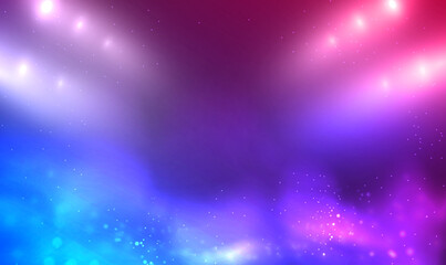 Wall Mural - empty background scene with spotlights and glowing pink and blue smoke environment atmosphere on flo