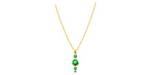 Display Isolated Green Stone On Gold Necklace, Luxury Jewelry Chain Necklace Vector Illustration.