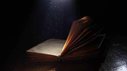 Wall Mural - A ray of light falling on an old open book