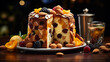christmas cake with chocolate and nuts HD 8K wallpaper Stock Photographic Image 