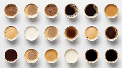 Wall Mural -  cups of different coffee,Set with different coffee drinks