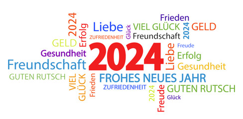 Wall Mural - word cloud with new year 2024 greetings