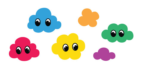 Poster - cloud icon cartoon character doodle vector colorful pastel isolated illustration design