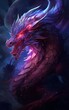 Fantasy dragon Furious mythical creature in neon light, AI