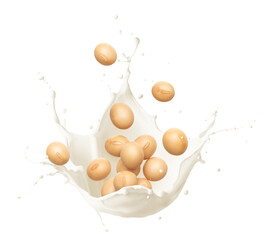 Wall Mural - Soybeans with milk splashing
