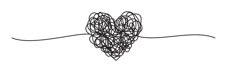 Wall Mural - Heart shaped tangled grungy scribble png clipart