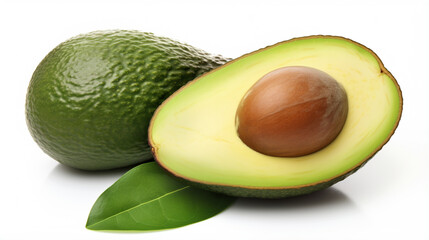 Wall Mural - Avocado with leaf isolated on white Clipping Path. Professional food. generative ai