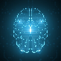 Wall Mural - Artificial Intelligence illustration of brain.