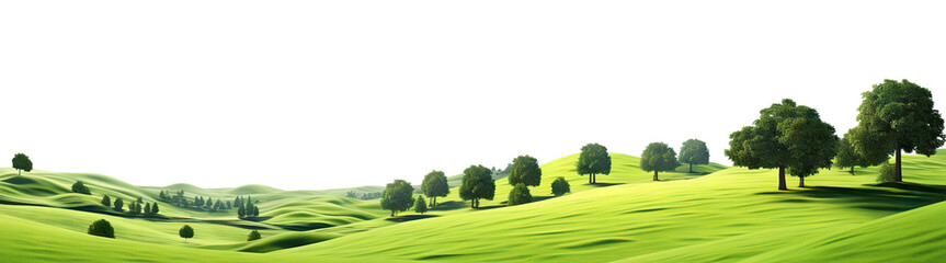 Wall Mural - Rolling green hills adorned with lush trees, cut out