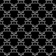 Poster - FPV Drone with Goggles vector Quadcopter dark outline seamless pattern