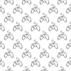 Sticker - Gamepad for Computer vector Gamer Controlling Device simple seamless pattern in thin line style