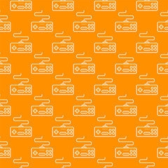 Sticker - Retro Video Game Controller vector Controlling Wired Device creative outline seamless pattern