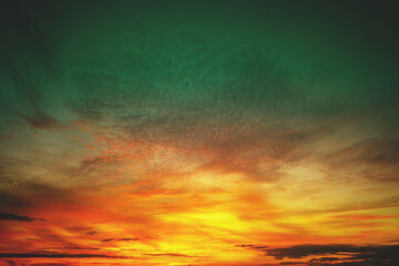 Canvas Print - Colorful cloudy sky at sunset. Gradient color. Sky texture. Abstract nature background