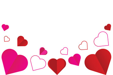 Wall Mural - valentine hearts frame with transparent background