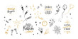 © TALVA - Fun hand drawn New Years Party doodles and german New Years Greetings - firework, paper streamers, cocktails and rockets , great for banners, wallpapers, textiles, wrapping - vector design