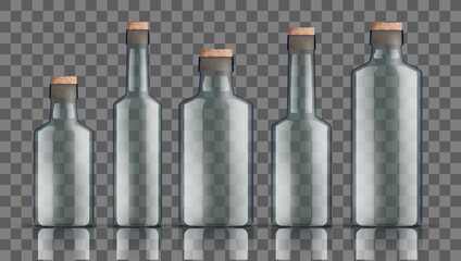 Poster - Realistic Clear Bottle With Cork Stopper Isolated