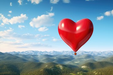 Wall Mural - heart shaped balloon in the sky