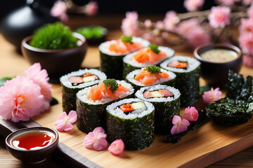 Poster - Salmon sushi rolls