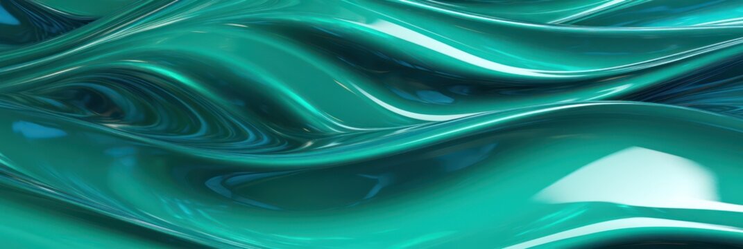 Glossy teal metal fluid glossy chrome mirror water effect background backdrop texture