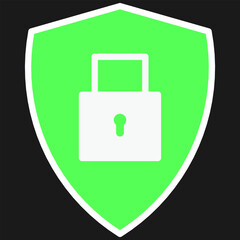 Sticker - shield with lock icon vector design