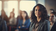 © Kateryna - A woman entrepreneur at a startup pitch event, Business woman, Women day, blurred background, with copy space