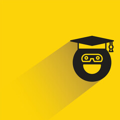 Wall Mural - smile student emoji with shadow on yellow background